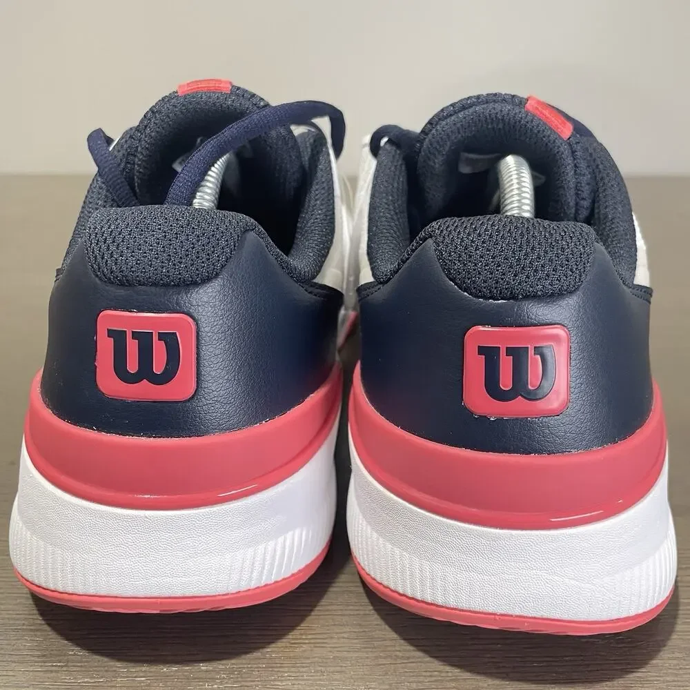 Wilson Womens Size 7.5 Tennis Shoes NEW White Navy Blue Salmon Intrigue Pro